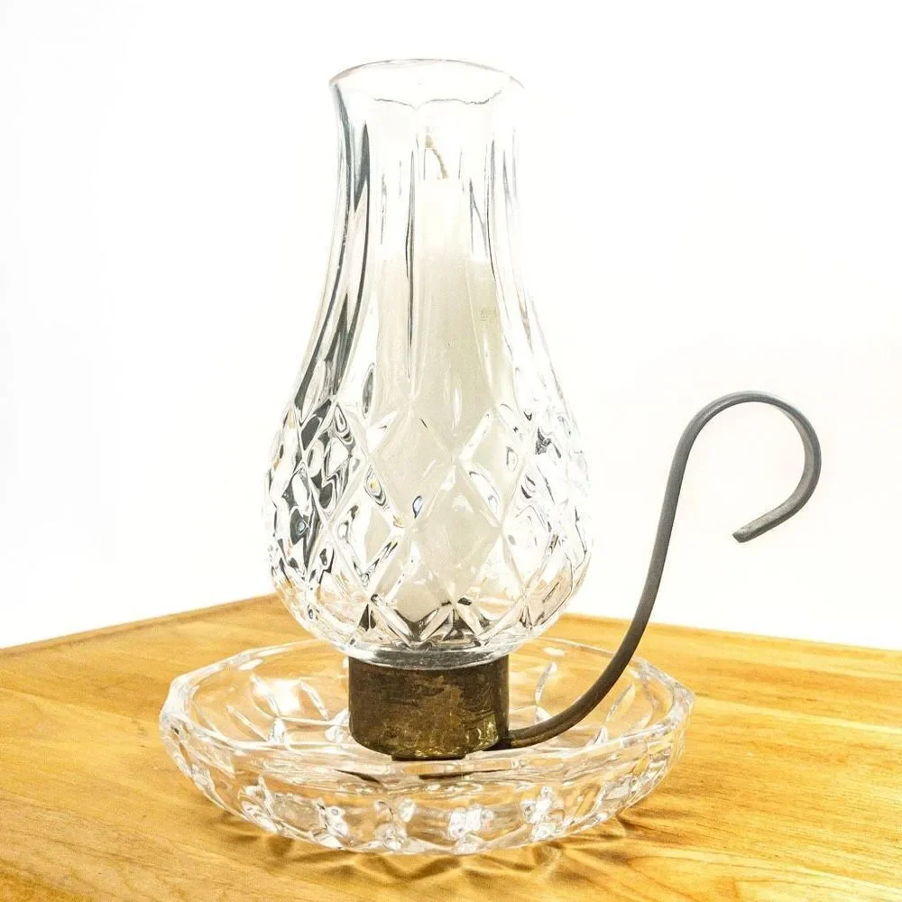Vintage European Collection Lead Crystal Hurricane Globe Chamber Candlestick